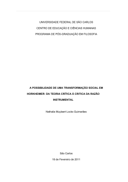 da teoria crítica à... - Ufscar DFMC