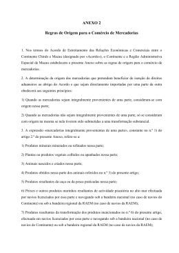 ANEXO 2 Regras de Origem para o Com&eacute;rcio de Mercadorias