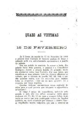 Quaes as Victimas do 16 de Fevereiro