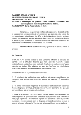 1 PARECER CRM/MS N° 1/2015 PROCESSO CONSULTA CRM