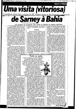 Uma visita (vitoriosa) de Sarney a Bahia