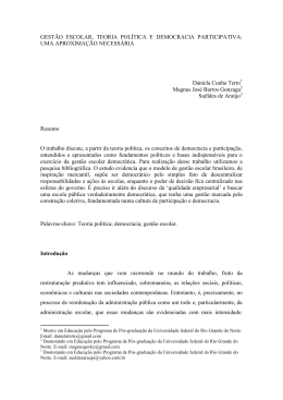 gest&atilde;o escolar, teoria pol&iacute;tica e democracia participativa