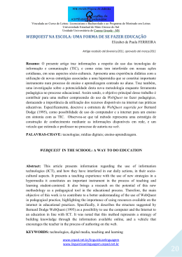 webquest na escola: uma forma de se fazer educa&ccedil;&atilde;o