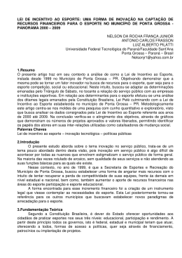 LEI DE INCENTIVO AO ESPORTE: UMA FORMA DE
