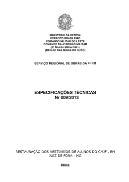 ESPECIFICA&Ccedil;&Otilde;ES T&Eacute;CNICAS Nr 009/2013