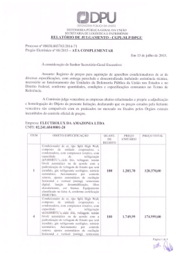 Relatório de Julgamento - ata complementar