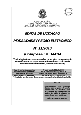 PREG&Atilde;O 11-2010 - Justi&ccedil;a Federal na Para&iacute;ba