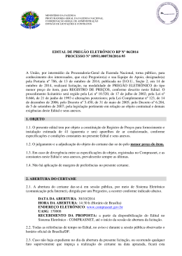 Edital Preg&atilde;o Eletr&ocirc;nico n&ordm; 06/2014 AR CONDICIONADO