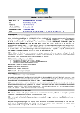 EDITAL DE LICITA&Ccedil;&Atilde;O - Minist&eacute;rio P&uacute;blico do Estado do Tocantins