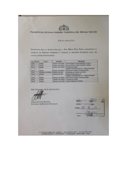 Pontifícia Universidade Católica de Minas Gerais DECLARAÇÃO