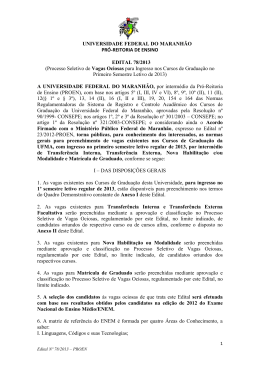 Processo Seletivo de Vagas Ociosas para Ingresso no