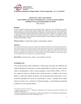 Democracia e ciber-representa&ccedil;&atilde;o: A universidade como lugar
