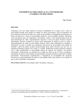 experi&ecirc;ncias discursivas na universidade