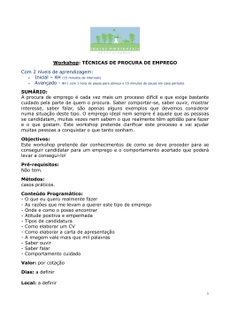 Workshop: TÉCNICAS DE PROCURA DE EMPREGO Com 2 níveis
