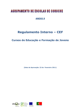 ANEXO 9 &ndash; Cursos de Educa&ccedil;&atilde;o e Forma&ccedil;&atilde;o (CEF)