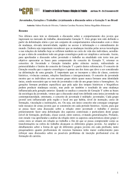 1 Juventudes, Gera&ccedil;&otilde;es e Trabalho: (re)situando a
