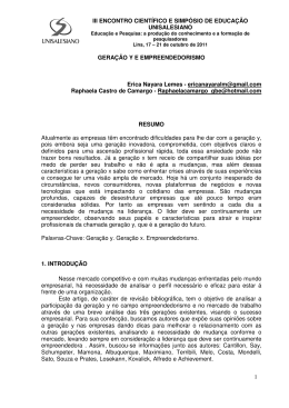 GERA&Ccedil;&Atilde;O Y E EMPREENDEDORISMO