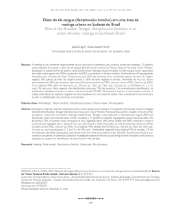Dieta do ti&ecirc;-sangue (Ramphocelus bresilius) em uma &aacute;rea de