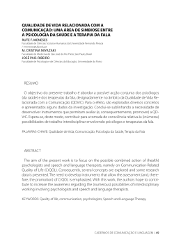 qualidade de vida relacionada com a comunica&ccedil;&atilde;o: uma &aacute;rea de