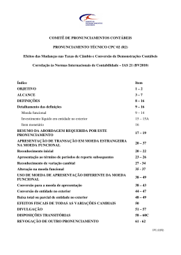 Efeitos das Mudan&ccedil;as nas Taxas de C&acirc;mbio e Convers&atilde;