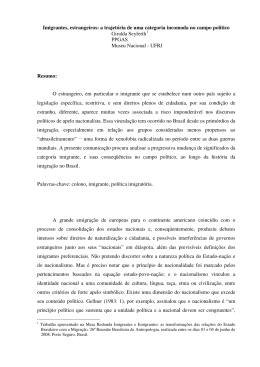 Imigrantes, estrangeiros: a trajet&oacute;ria de uma categoria