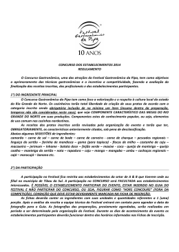 CONCURSO DOS ESTABELECIMENTOS 2014 REGULAMENTO O