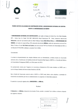 Termo aditivo ao acordo de coopera&ccedil;&atilde;o entre a Universidade