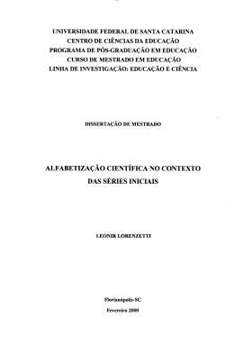 ALEABETIZA&Ccedil;&Atilde;O CIENT&Iacute;FICA NO CONTEXTO