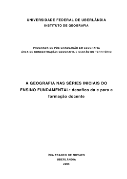 A GEOGRAFIA NAS S&Eacute;RIES INICIAIS DO ENSINO