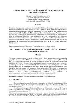 A Pesquisa em Educa&ccedil;&atilde;o Matem&aacute;tica nas S&eacute;ries Iniciais no Brasil