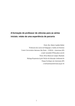 A forma&ccedil;&atilde;o do professor de ci&ecirc;ncias para as s&eacute;ries iniciais