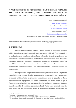 a pr&aacute;tica docente de professores dos anos iniciais, formados nos