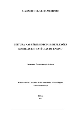 Suzaneide Oliveira Medrado \Leitura nas s&eacute;ries iniciais