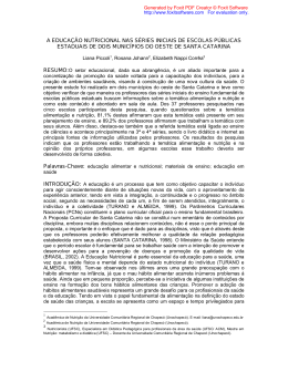a educa&ccedil;&atilde;o nutricional nas s&eacute;ries iniciais de escolas