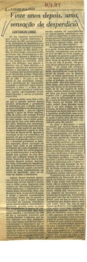 Vinte anos depois, uma sensação de desperdício