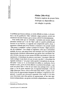 Filebo [36c-41a]: Primeira espécie de prazer falso. Analogia ou