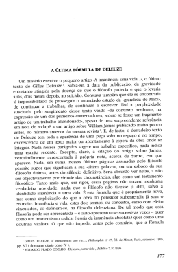 A &Uacute;LTIMA F&Oacute;RMULA DE DELEUZE