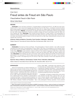 Freud antes de Freud em S&atilde;o Paulo