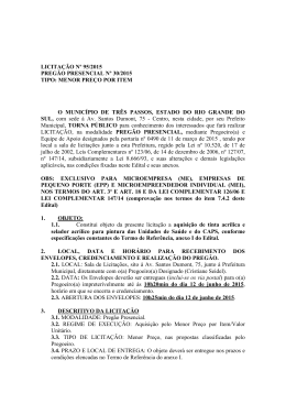 Pregão Presencial 30/15 - Município de Três Passos