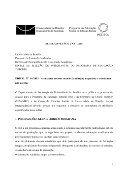 SELE&Ccedil;&Atilde;O PET/SOL UNB - 2015 Universidade de