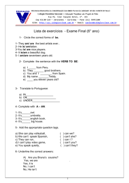 Lista de exerc&iacute;cios - Exame Final (6&deg; ano)