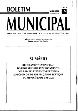 Regulamento dos Hor&aacute;rios - C&acirc;mara Municipal de Cascais