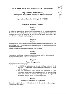 Regulamento de Matriculas, Inscrições, Propinas e Utilização das