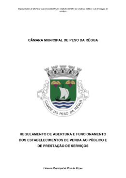 CÂMARA MUNICIPAL DE PESO DA RÉGUA REGULAMENTO DE