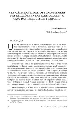 a efic&aacute;cia dos direitos fundamentais nas rela&ccedil;&otilde;es entre
