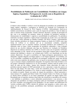 Possibilidades de Publica&ccedil;&atilde;o em Contabilidade: Peri&oacute;dicos