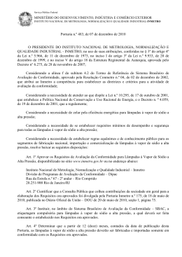 Portaria n.&ordm; 483, de 07 de dezembro de 2010 O