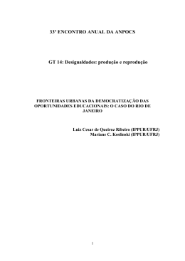 33º ENCONTRO ANUAL DA ANPOCS GT 14: Desigualdades