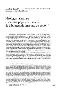 Ideologia salazarista e &laquo;cultura popular&raquo; &mdash; an&aacute;lise