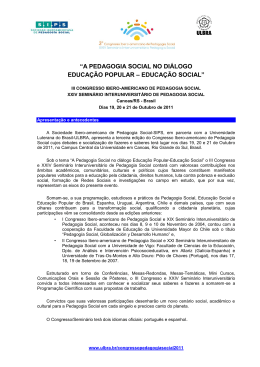 a pedagogia social no di&aacute;logo educa&ccedil;&atilde;o popular